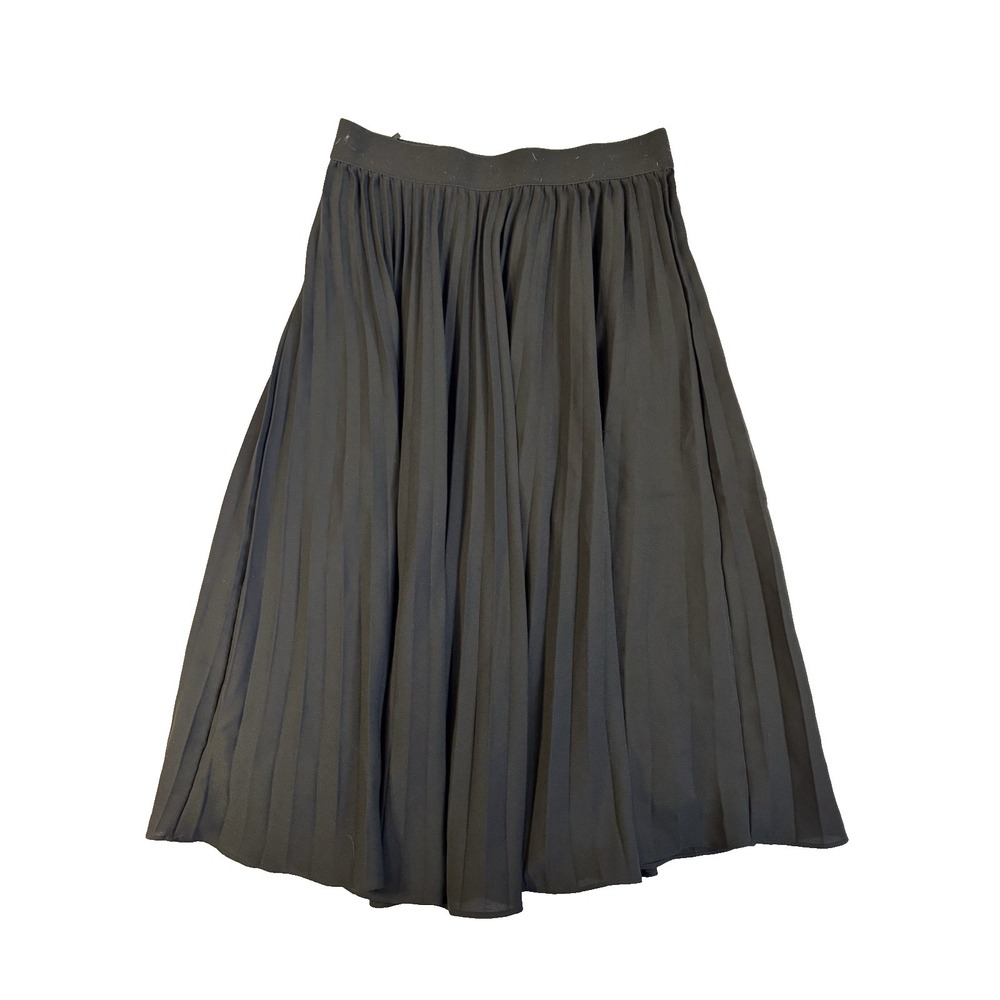 Grace Karin Women's L Black Chiffon Pleated Skirt Midi Dark Romantic Gothic